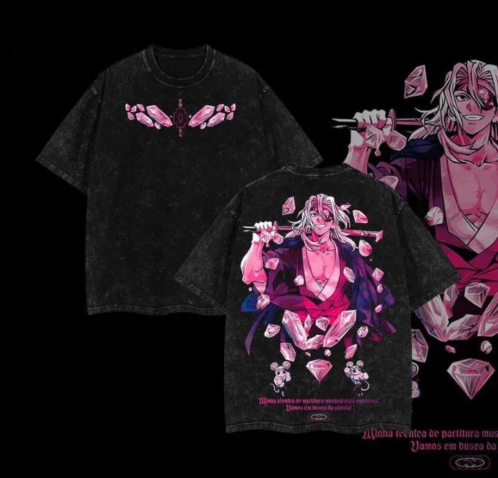 Hashira Demon Slayer – Rengoku, Giyu, Tengen, Obanai, Gyomei, Mitsuri Washed Oversized T-Shirt