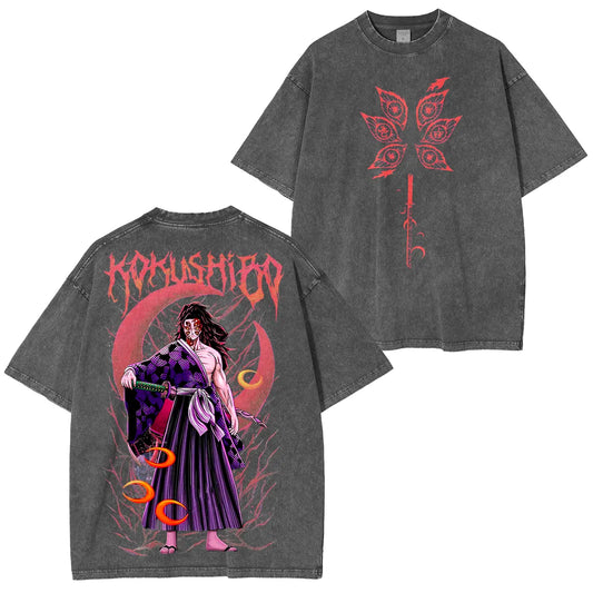 Kokushibo Demon Slayer Anime Unisex Washed T-Shirt